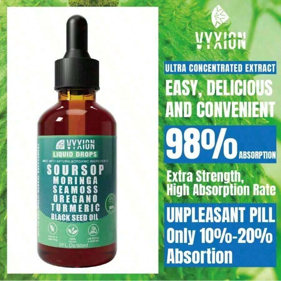Vyxion Soursop Bitters – 2 Fl Oz – 10 Herbs For Explosive Detox & Intimate Vitality – Sea Moss, Ashwagandha – Boost Stamina & Desire – Vegan – Limited Time Offer 3-Pack - 3-pack
