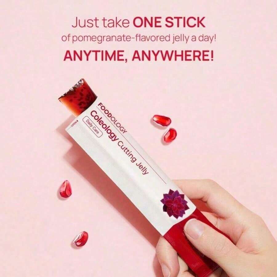 [FOODOLOGY] Coleology Cutting Jelly 10days - Garcinia Cambogia (HCA), Chia Seeds Collagen, Hyaluronic Acid, Pomegranate Flavored 8.81 Oz /10 Sticks - 2-pack