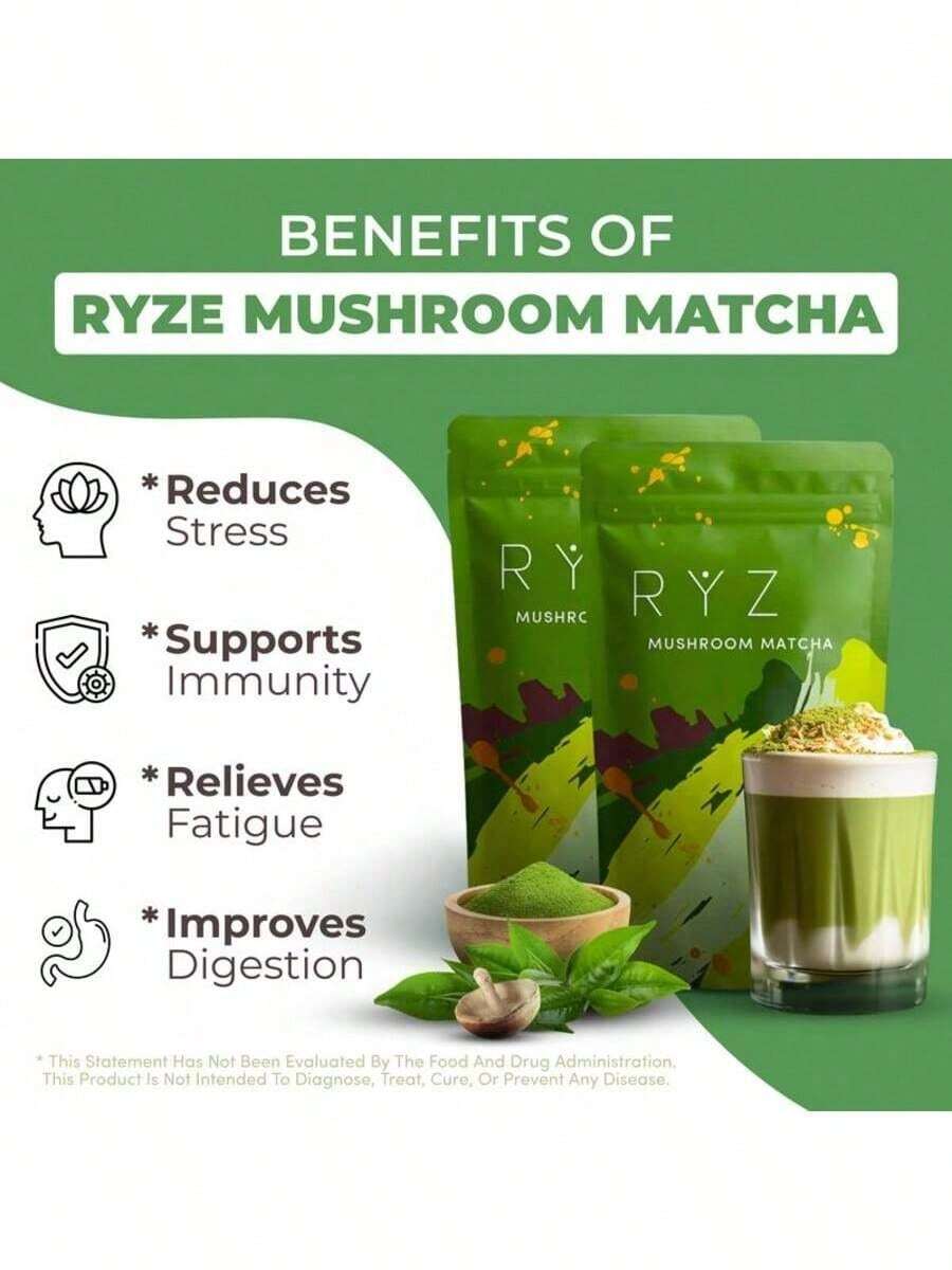Mushroom Matcha, 6 Adaptogenic Mushrooms With Ceremonial-Grade Japanese Matcha, Organic, 60 Servings - Default Color