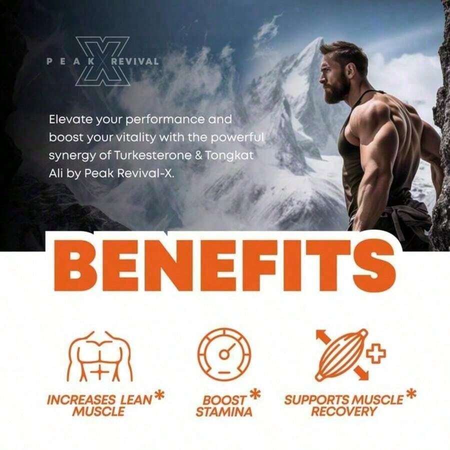 Peak Revival-X Turkesterone + Tongkat Ali + Colostrum – Testosterone, Muscle Growth & Energy Support – 60 Capsules - Default Color