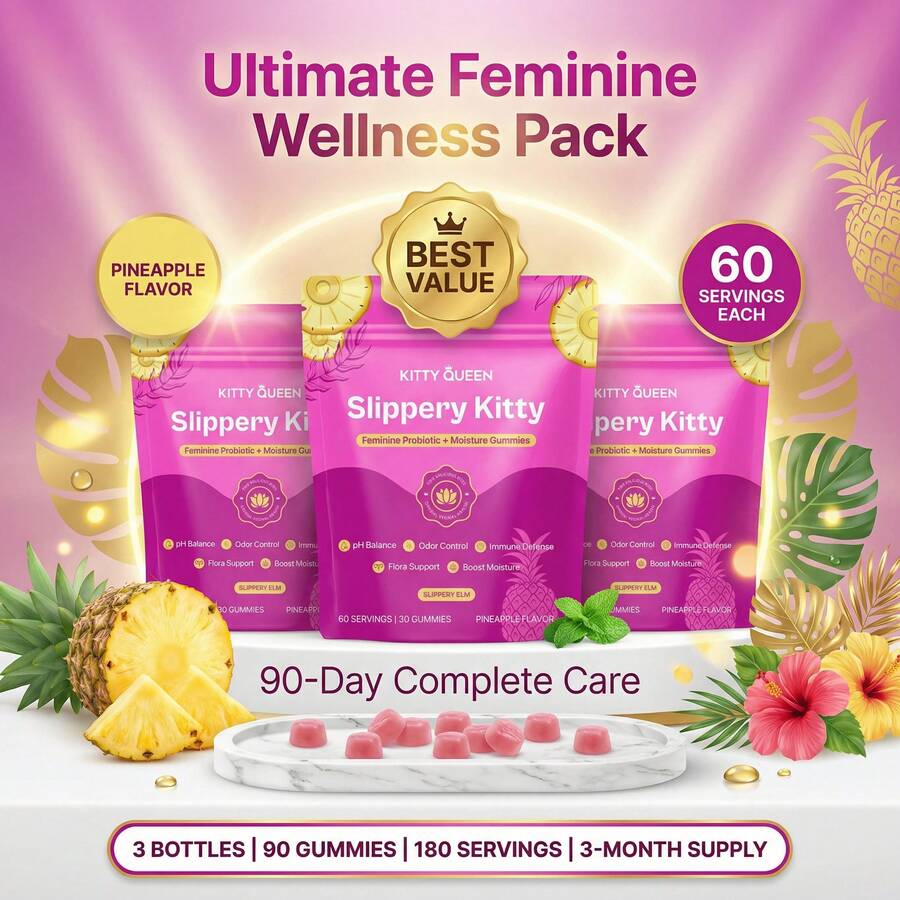 Slippery Elm Probiotic Gummies | Pineapple Flavor, 60 Count - Default Color