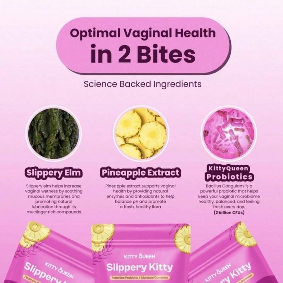 Slippery Elm Probiotic Gummies | Pineapple Flavor, 60 Count - 3-pack