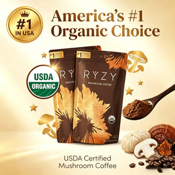 Organic Mushroom Instant Coffee | 6 Adaptogenic Mushrooms & MCT Oil, 30 Servings - Default Color