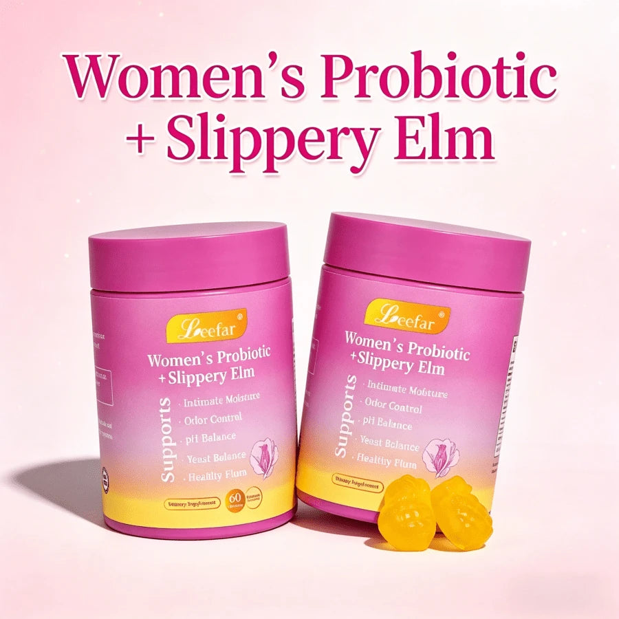 LEEFAR Her Juicy  Feminine Probiotics Gummies- All In One Solution With Slippery Elm And Prebiotics&Lactobacillus Probiotic Blend For Women's PH Balance And Dryness - Hawaiian Pineapple Gummies 60 Count Hawaiian Pineapple Women's Probiotic - 2PCS