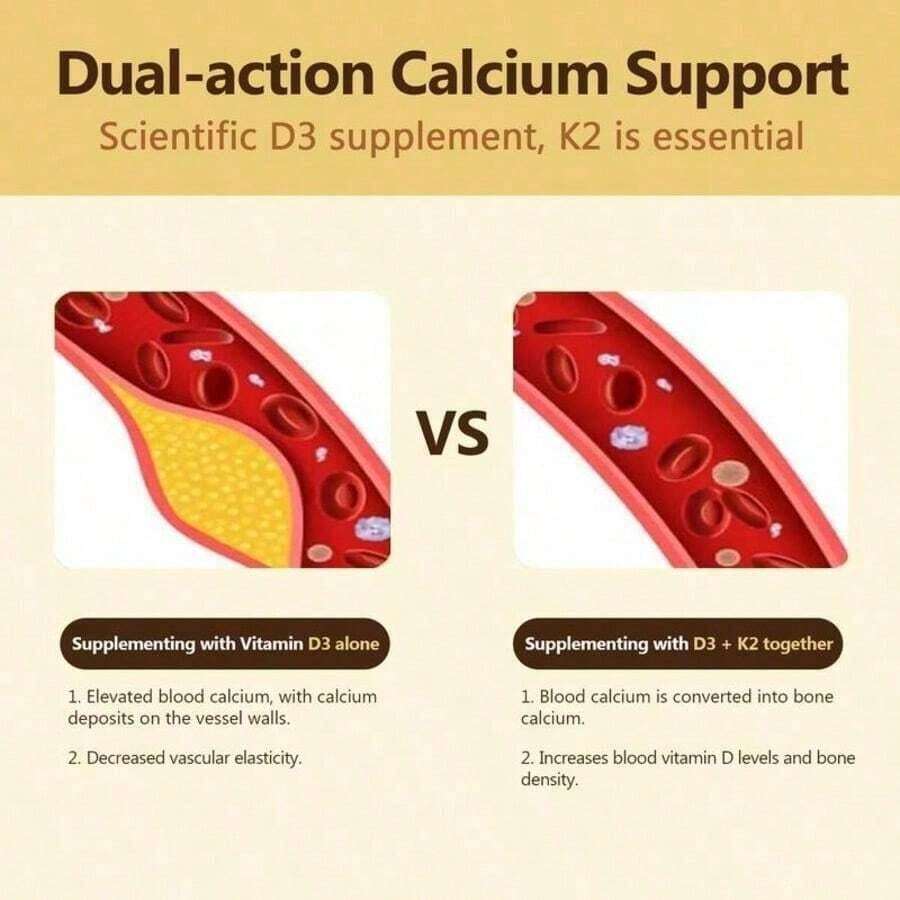 Supplement Vitamin D3K2, 250 Veggie Softgels, 2 In 1 (5000 D3+100mcg K2 MK7)| Healthy Bones, Teeth, Heart, Immune System Healthcare Dietary Fitness Edible - Default Color