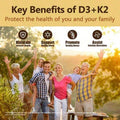 Supplement Vitamin D3K2, 250 Veggie Softgels, 2 In 1 (5000 D3+100mcg K2 MK7)| Healthy Bones, Teeth, Heart, Immune System Healthcare Dietary Fitness Edible - 3PCS