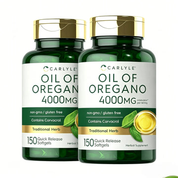 Carlyle Oregano Oil 4000mg Supplement |   150 Softgel Capsules |   Contains Carvacrol |   Non-GMO & Gluten Free Formula - Default Color