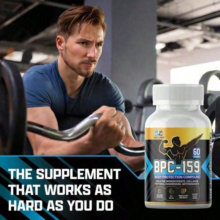 BPC-159 Peptide Capsules- BPC-157 Blend With Creatine Monohydrate, Collagen Peptides & Magnesium Gluten Free |   60 Capsules - Default Color