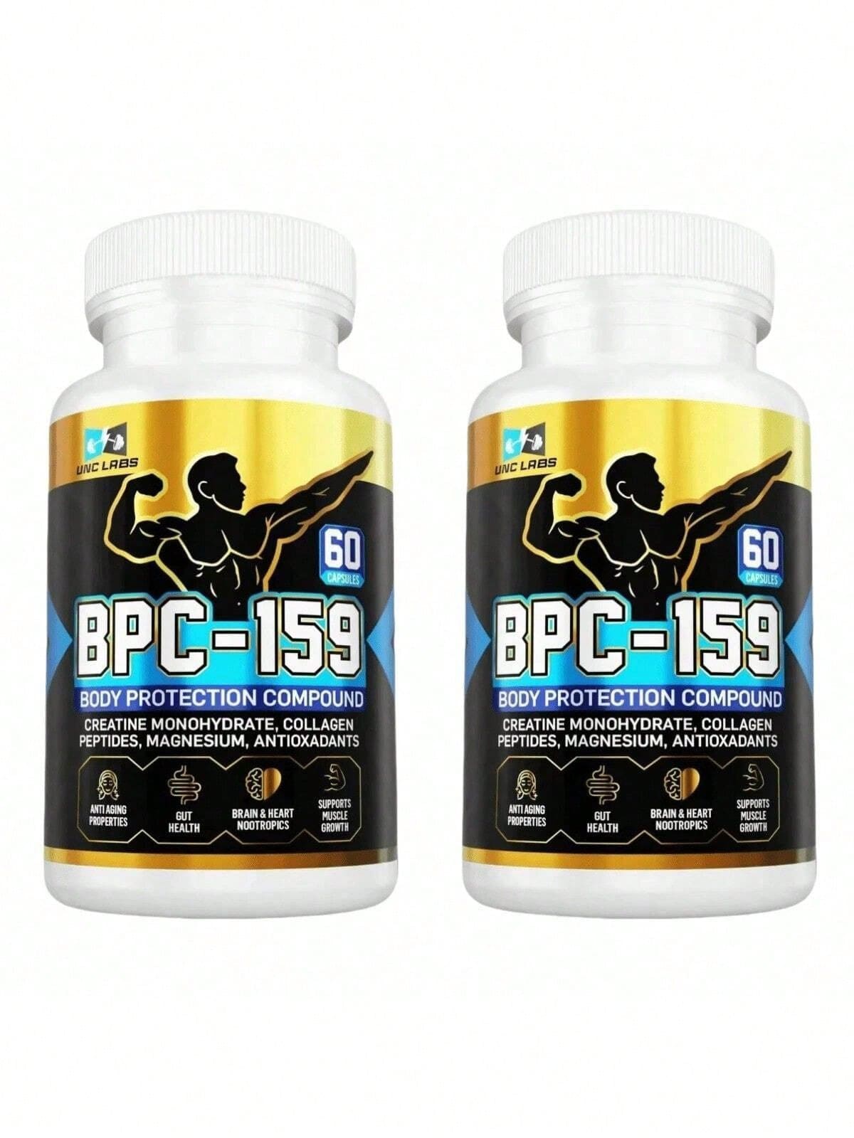 BPC-159 Peptide Capsules- BPC-157 Blend With Creatine Monohydrate, Collagen Peptides & Magnesium Gluten Free |   60 Capsules - 2-pCS