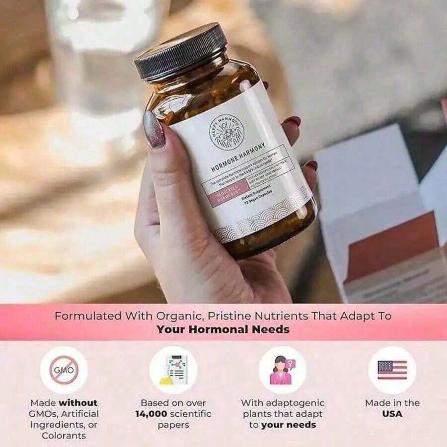 Hormone Harmony Supplement For Women - Natural Hormonal Balance Support |   Menopause & Perimenopause Wellness L Helps With Hot Flashes & Mood 72 Capsules - Default Color