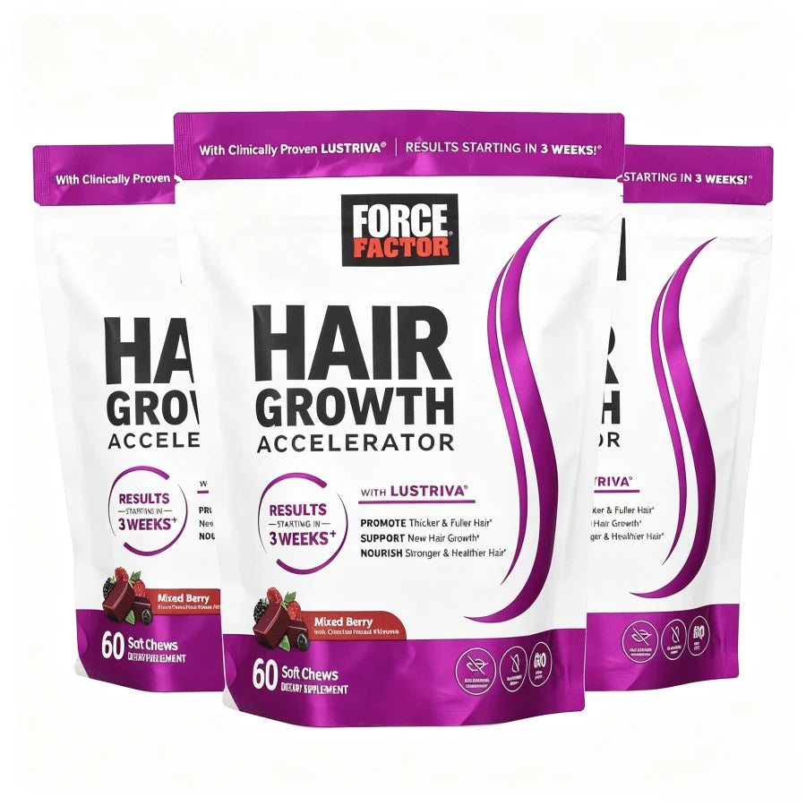 Hair Growth Accelerator With Clinically ProvenLustriva To Promote Thicker, Stronger Hair, Biotin,Vitamin E & C, Mixed Berry, 60 Silicon - Default Color