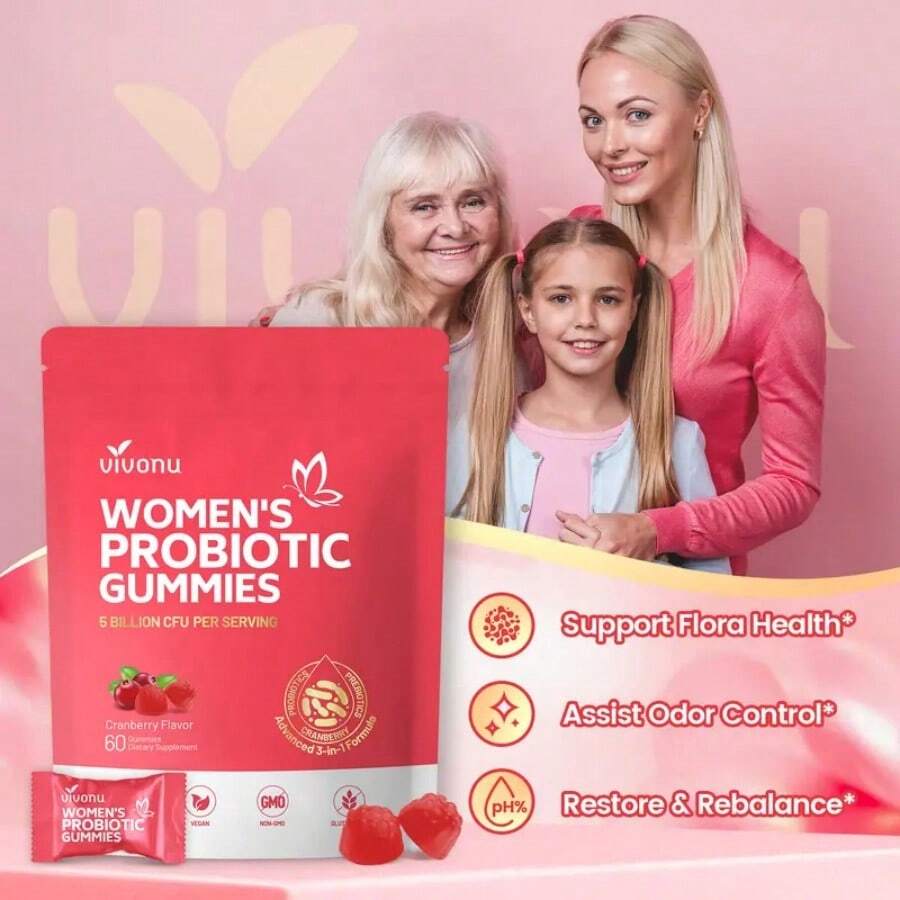 Women's Body Care Cranberry Probiotic Vegan Gummies 60Pcs - Pack Of 3