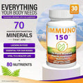 Immuno 150, Immune Support Supplement, Packed With 70 Plant Minerals, 13 Essential Vitamins And 68 Additional Nutrients-150 Vegetable Capsules- Immune Boost For All Age Groups - Default Color