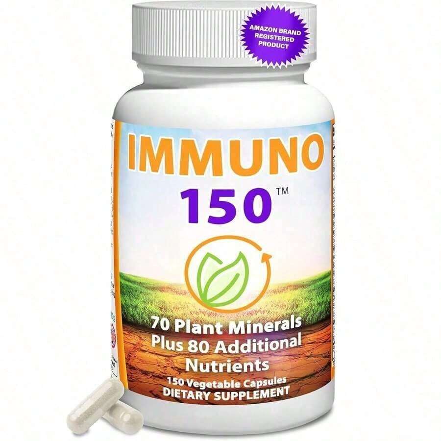 Immuno 150, Immune Support Supplement, Packed With 70 Plant Minerals, 13 Essential Vitamins And 68 Additional Nutrients-150 Vegetable Capsules- Immune Boost For All Age Groups - 1bottel
