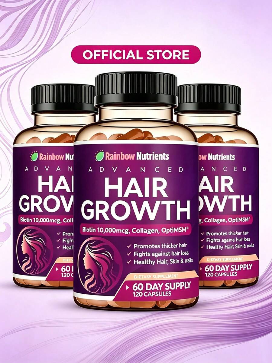 Hair Growth Vitamins For Women| Biotin 10,000mcg, Collagen, Patented OptiMSM®, GoMCT®Saw Palmetto| Naturally Regrow Stronger & Healthier Hair, Skin And Nails| Stops Hair Loss| 60 Day Supply - Default Color