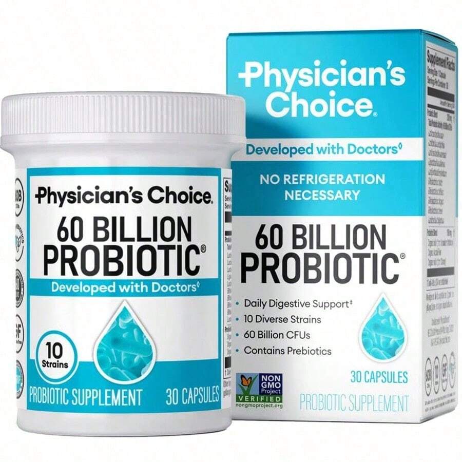 Physician's CHOICE 60CT Dual Action Digestive Enzymes 16 Enzymes + Organic Prebiotics Probiotics  Gut & Digestive Comfort Support. - 1PC