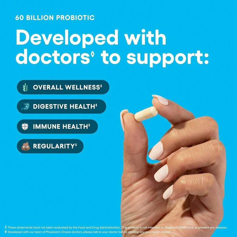 Physician's CHOICE 60CT Dual Action Digestive Enzymes 16 Enzymes + Organic Prebiotics Probiotics  Gut & Digestive Comfort Support. - Default Color