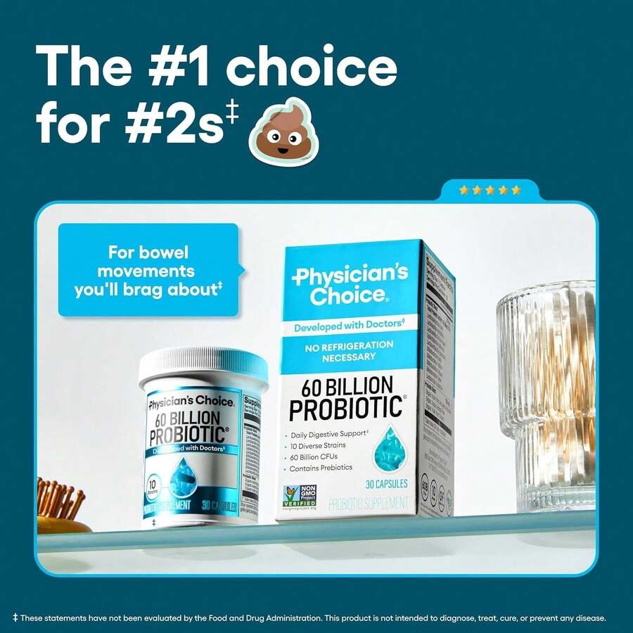 Physician's CHOICE 60CT Dual Action Digestive Enzymes 16 Enzymes + Organic Prebiotics Probiotics  Gut & Digestive Comfort Support. - 2bottel