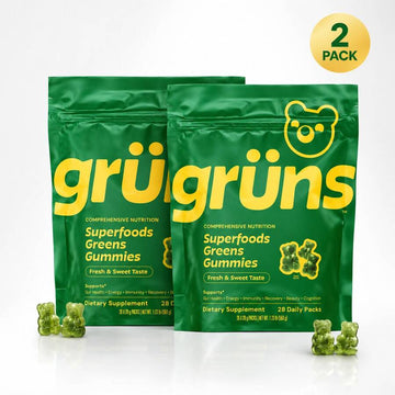 Grüns Superfood Greens Gummy Dietary Blend, 60+ Plant & Vitamin Ingredients, Vegan Gluten Free Third Party Tested - Default Color
