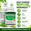 Moringa Oleifera Capsules, Natural Moringa Leaf Supplement With Plant-Based Antioxidants, Daily Energy, Immune, Digestive & Overall Wellness Support, Vegan Non-GMO Capsules - Default Color