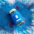 Bearvana Blue Bottle Bear Shaped Berry Chewy Gummies Dietary Supplement, Natural Mixed Berry Fruit Flavor Daily Gentle Wellness Nutrient Soft Gummies, 60 Count Portable Sealed Glass Bottle - 1PCS