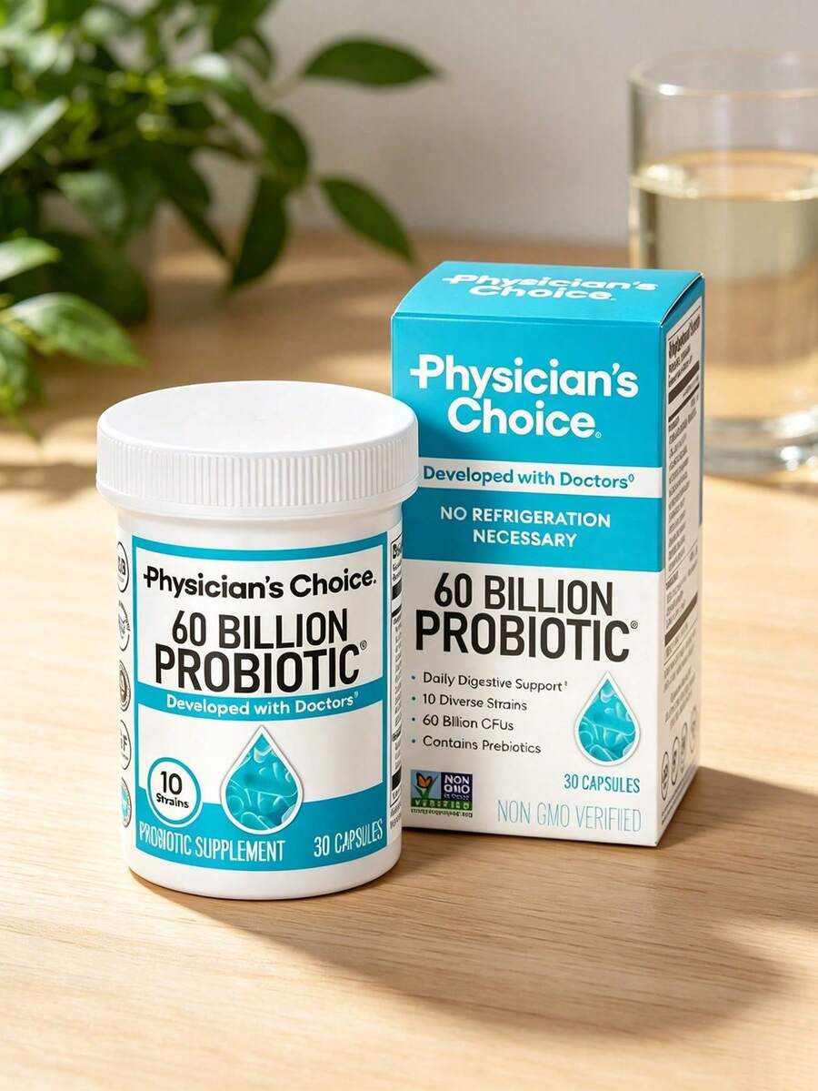 Physician's CHOICE 60CT Dual Action Digestive Enzymes 16 Enzymes + Organic Prebiotics Probiotics  Gut & Digestive Comfort Support. - 1PC