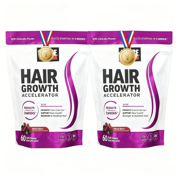 Hair Growth Accelerator With Clinically ProvenLustriva To Promote Thicker, Stronger Hair, Biotin,Vitamin E & C, Mixed Berry, 60 Silicon - Default Color