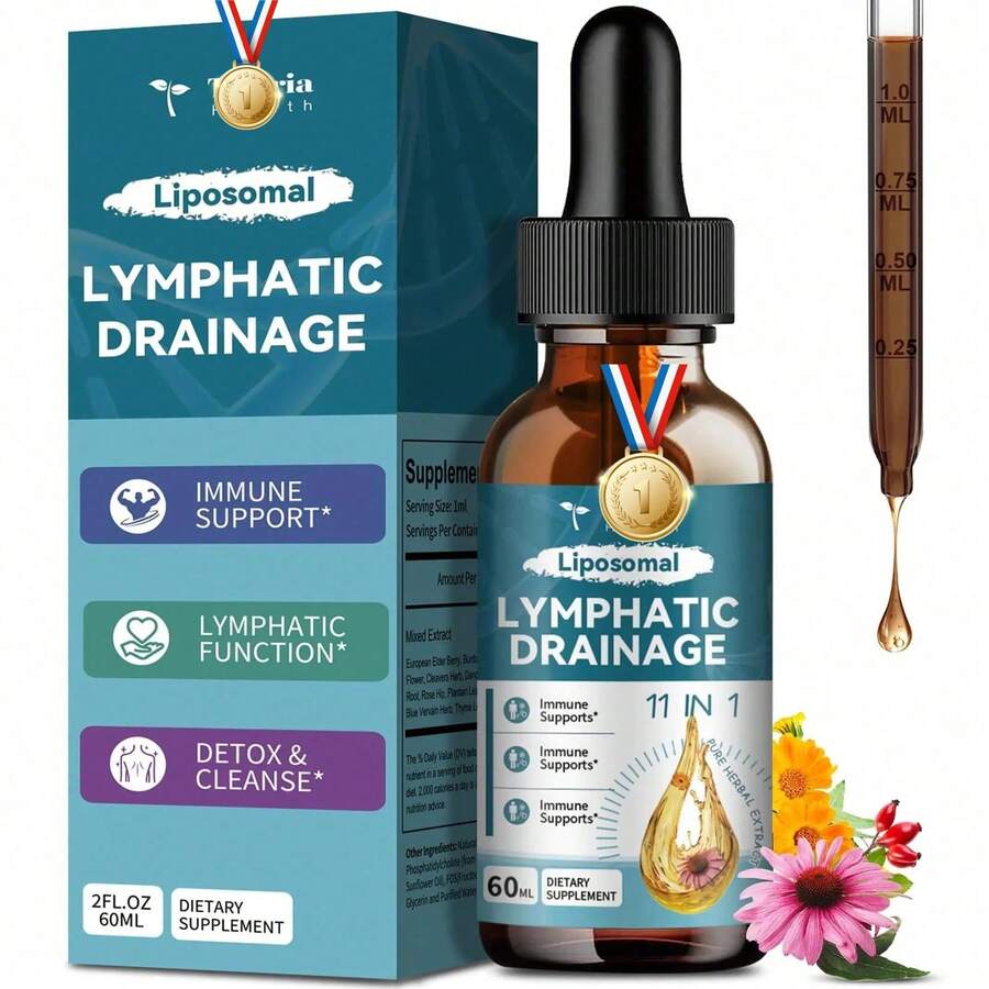 Liposomal Organic Herbal Liquid Drops, Burdock Dandelion & Flower Extract Multi‑Plant Blend, 2 Fl Oz - 3PCS