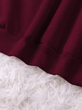 Back view of INAWLY womens relaxed fit burgundy long sleeve pullover sweater
