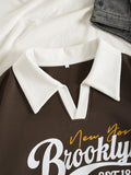 Casual women's sweatshirt with turndown collar