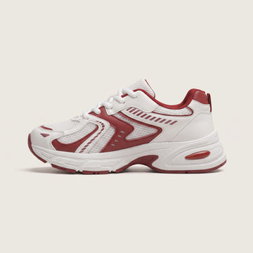 Women's Chunky Retro Dad Sneakers – White Breathable Mesh Casual Shoes