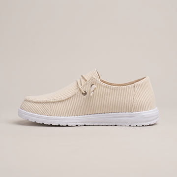 Women's Ribbed Slip-On Loafers – Lightweight Casual Walking Flats