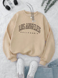 INAWLY women's apricot letter print sweatshirt front view