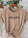 Resyla women's casual short sleeve t-shirt with letter print graphic top for summer