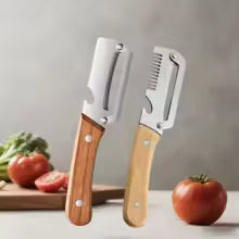 Kitchen Peeler Stainless Steel Vegetable Peeler with Wooden Handle for Peeling and Slicing Fruits and Vegetables Kitchen Tool