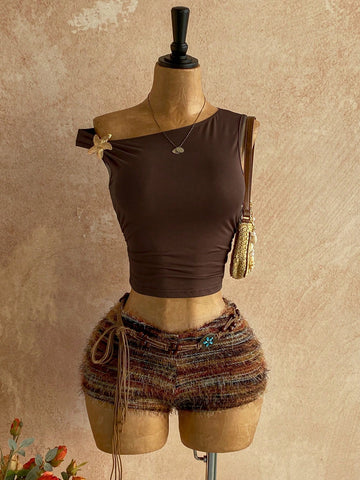 Soleia women's brown striped knit 2-piece co-ord set