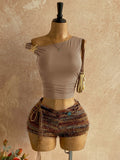 Women's asymmetrical knit vacation co-ord set