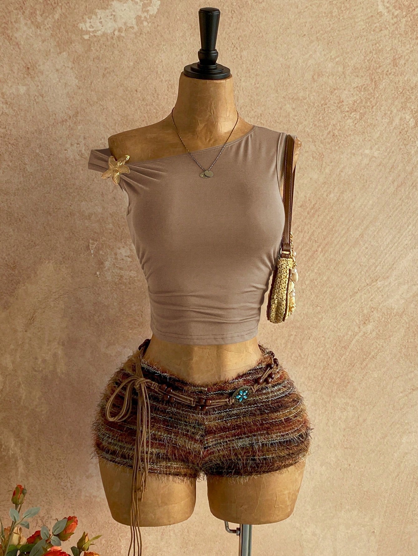 Women's asymmetrical knit vacation co-ord set