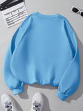 Women's casual blue crew neck sweatshirt