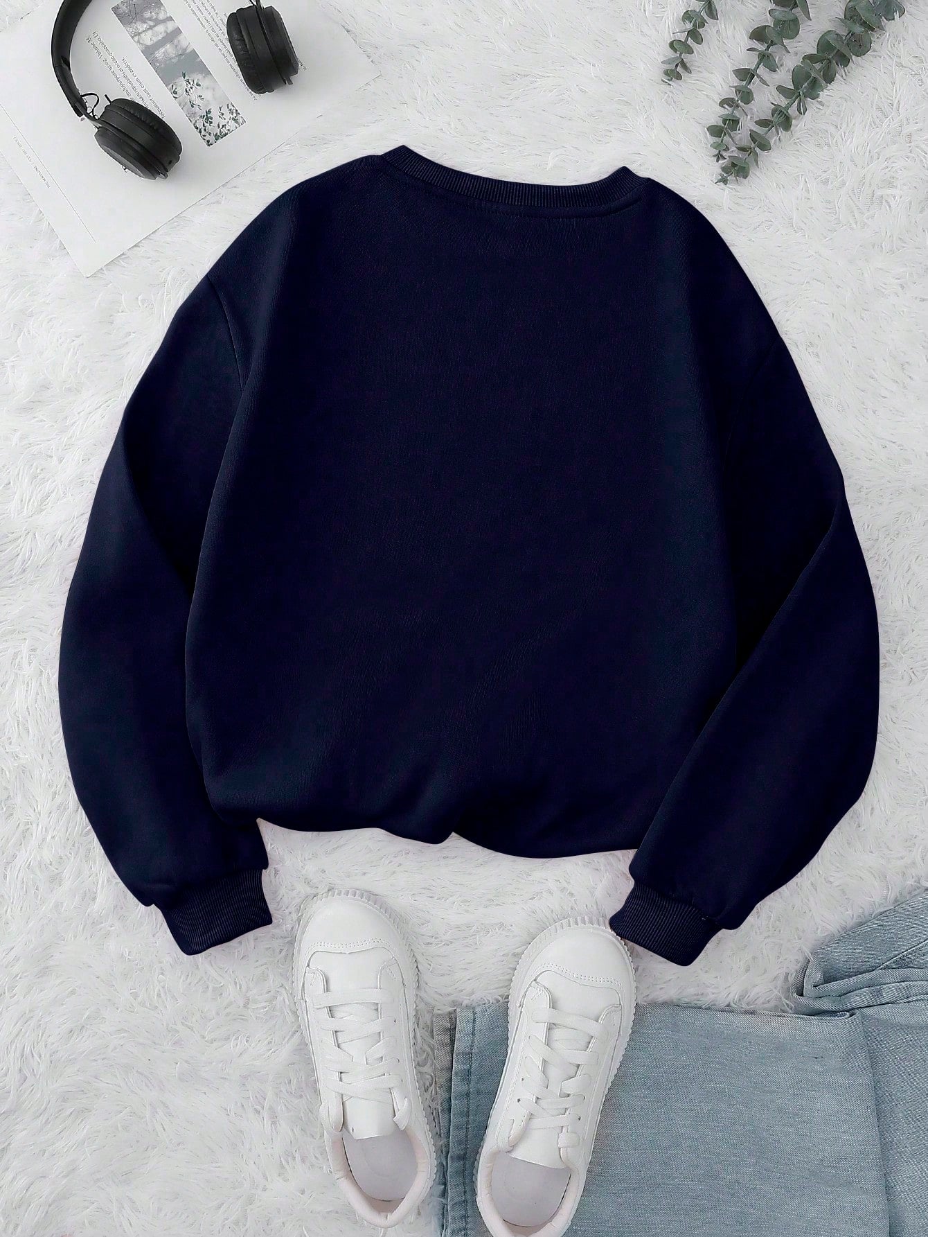 Women's casual royal blue crew neck sweatshirt